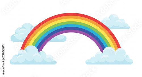 A vibrant rainbow arching across the sky with fluffy clouds a colorful and whimsical illustration of hope and dreams
