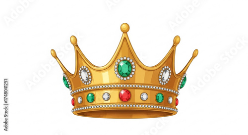 A majestic golden crown adorned with sparkling jewels, , symbolizing royalty, power, and elegance in a regal design