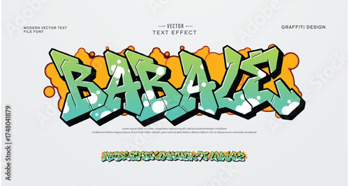 Babale, Colorful graffiti editable text style effect. Vector text effect with paint wall concept.	
