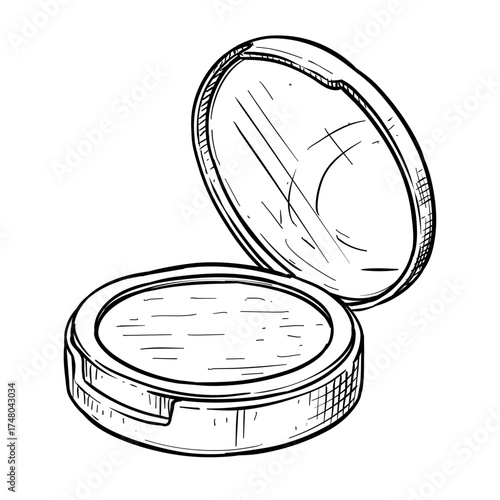 compact make up powder vector hand drawn illustration