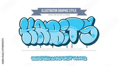 Habets, Colorful graffiti editable text style effect. Vector text effect with paint wall concept.	
