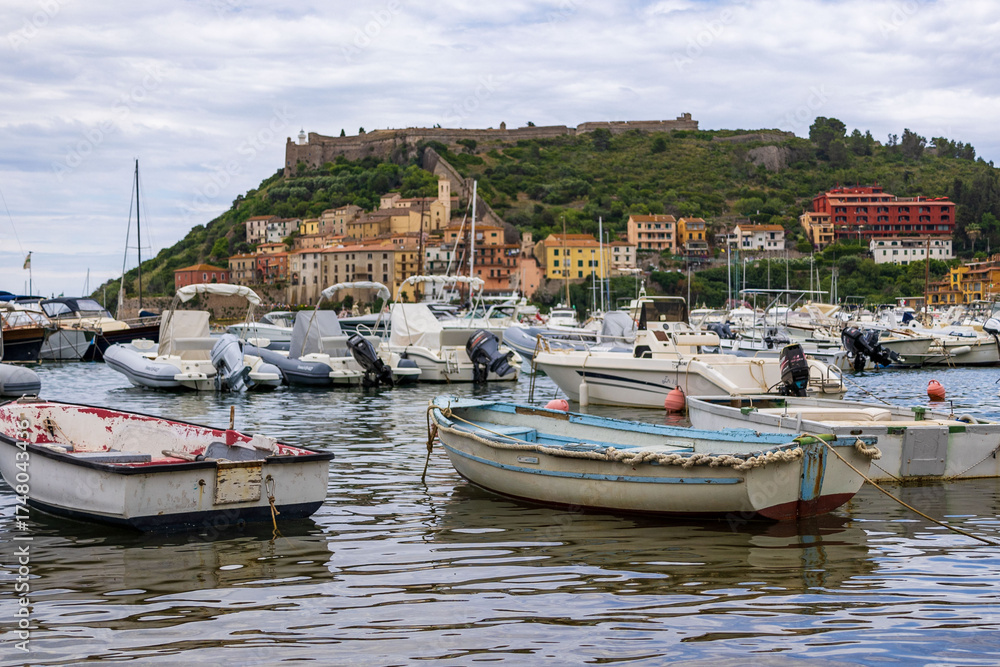 Fototapeta premium Landscape in Monte Argentario with boats