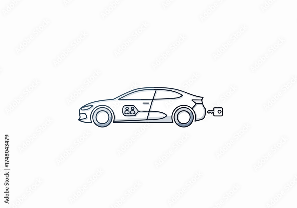 Fototapeta premium Electric car sharing concept with charging port, featuring user-friendly design elements and modern aesthetics, symbolizing sustainable transportation and shared mobility solutions