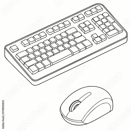 computer mouse and keyboard illustration