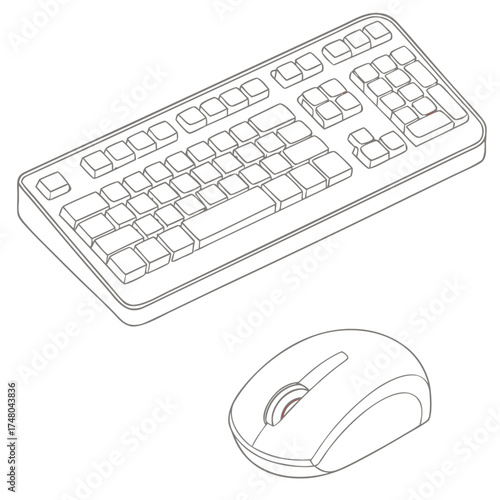 computer mouse and keyboard illustration