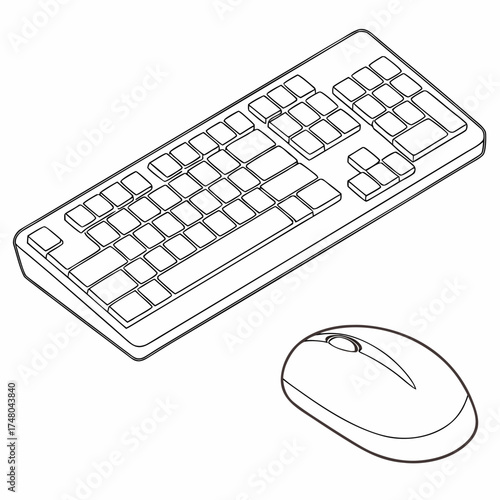 computer keyboard and mouse illustration