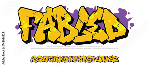 Fabled, Colorful graffiti editable text style effect. Vector text effect with paint wall concept.	
