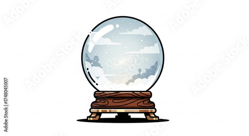 A mesmerizing crystal ball reveals swirling clouds within its depths, a glimpse into the future or a reflection of the present