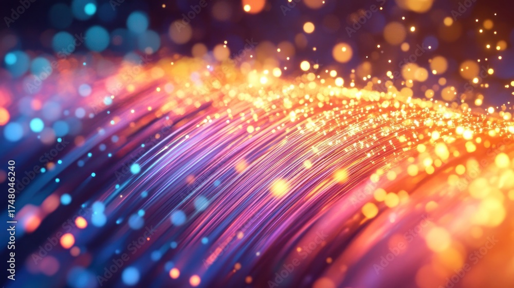 Fototapeta premium Abstract fiber optic light trails bokeh effect