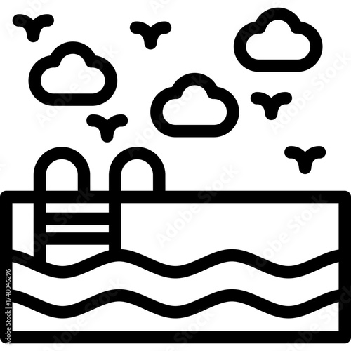 Outdoors Pool Icon Vector Element
