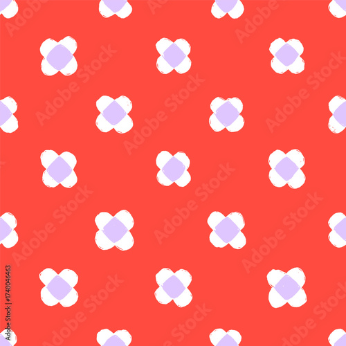 Daisy blooms pattern, seamless background. Endless floral texture. Cute simple flowers, repeating print for fabric, textile, wrapping design in modern style. Printable flat vector illustration.
