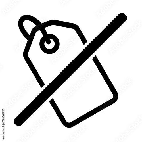 Vector Graphic of a Strikethrough Price Tag - Symbolizing No Price, Free of Charge, or Priceless Concept