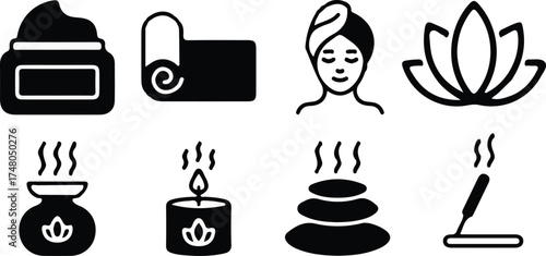 spa sauna icon set image vector