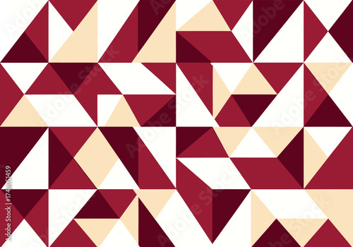Geometric Pattern: Burgundy, Cream, White Triangles