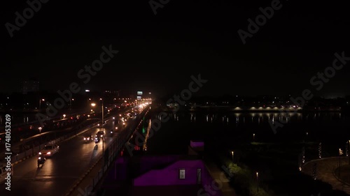 Atal Bridge, Ahmedabad City, Night View, Ahmedabad, Gujarat, India.
