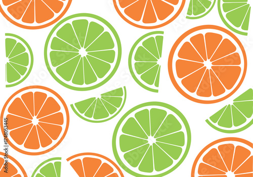 Fresh Citrus Slices Pattern: Orange and Lime
