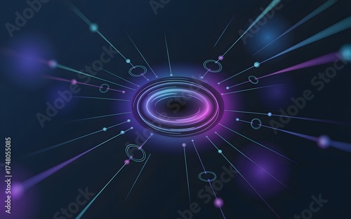 A futuristic digital abstract with vibrant glowing lights converging. The image showcases a sense of innovation and technology