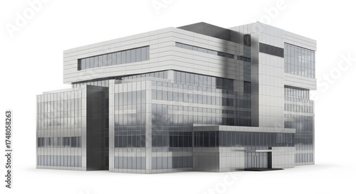 Wallpaper Mural Modern corporate office building with sleek glass facades and geometric architecture, isolated on a white background, representing contemporary urban development and business innovation Torontodigital.ca