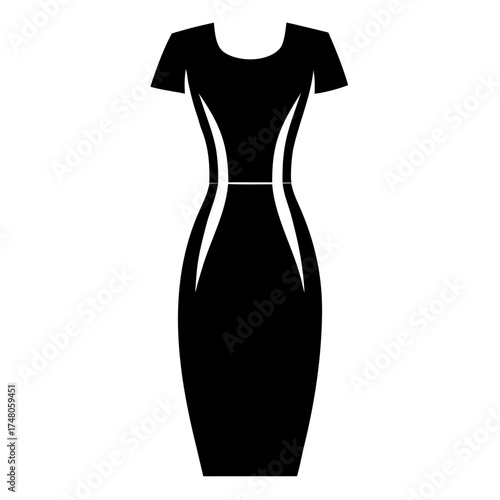 Fit sheath dress vector clean black silhouette design white background
