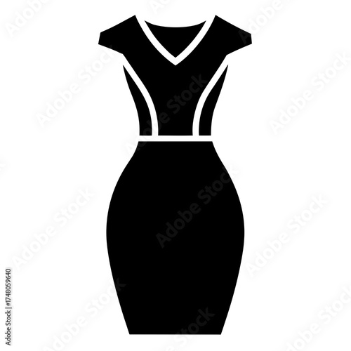 Fit sheath dress vector clean black silhouette design white background