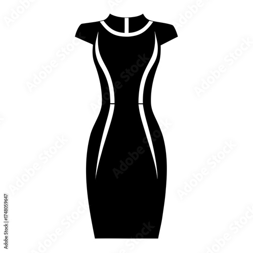 Fit sheath dress vector clean black silhouette design white background