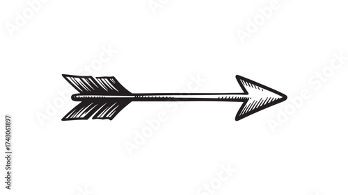 Hand-drawn arrow illustration vintage style direction pointer isolated on white background