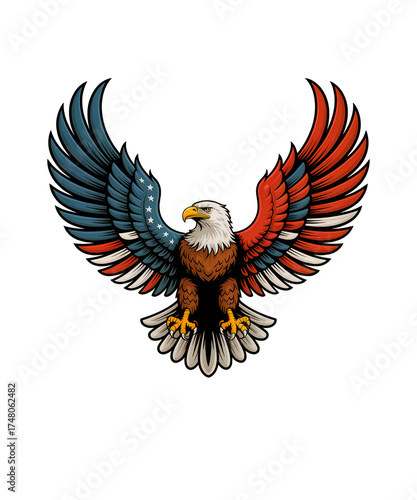 Patriotic Eagle with Red White and Blue Wings bird