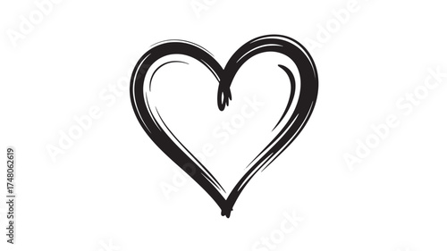 Hand drawn heart illustration simple brush stroke vector design isolated on white background for love and romance concepts