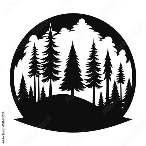 Forest Line  vector clean black silhouette design white background