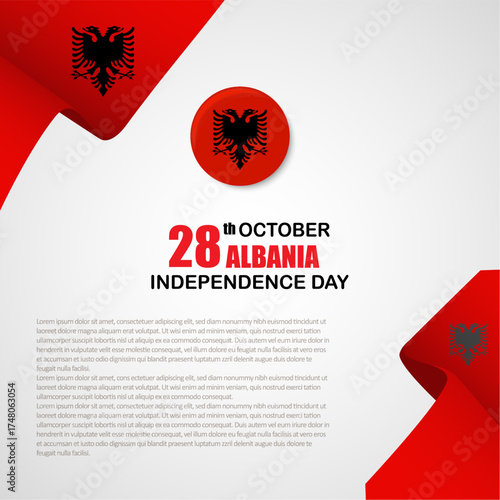 Albania Independence Day square Banner Vector Design, 28 November National Celebration Background