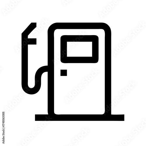 Illustration of a gas station pump, symbolizing fuel, energy, and transportation in a minimalist and modern design
