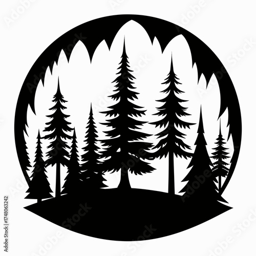 Forest Line  vector clean black silhouette design white background
