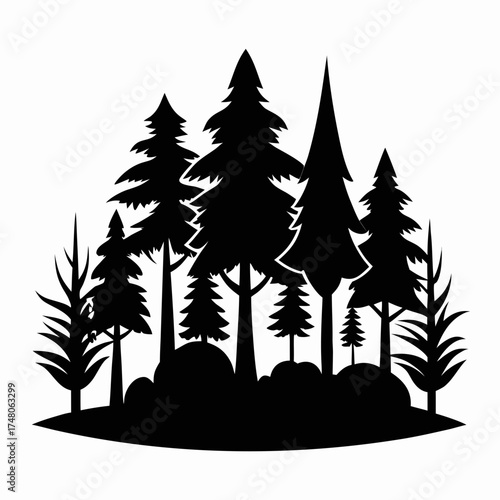 Forest Line  vector clean black silhouette design white background