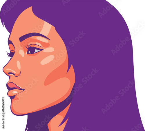 Stylized Portrait of Woman in Profile