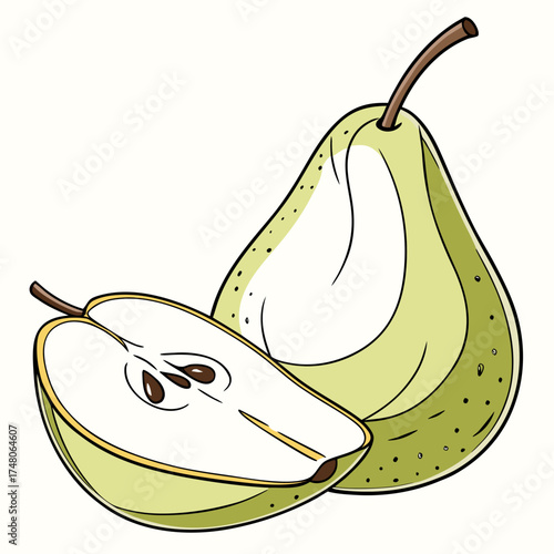 orient pear on white background 