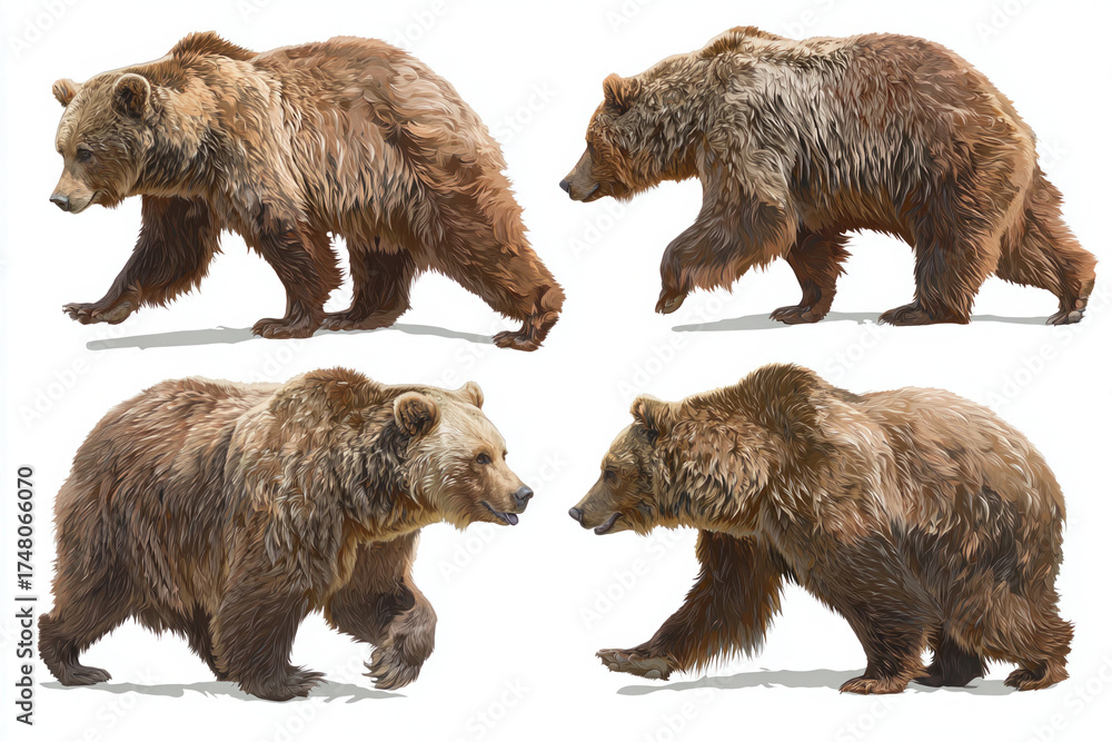 Fototapeta premium Bear with different isolated on white backhground