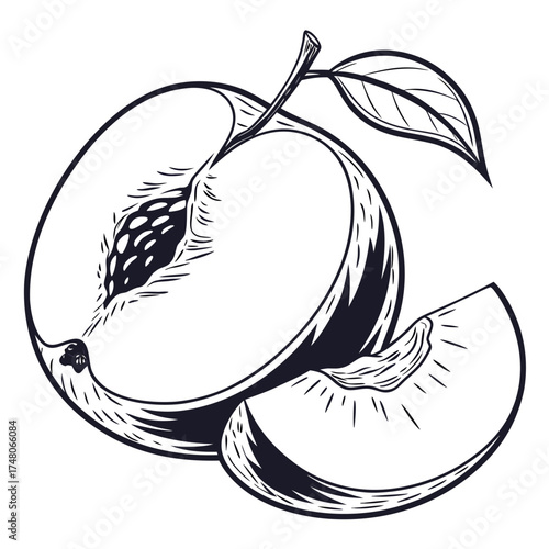 nectarine with leaf