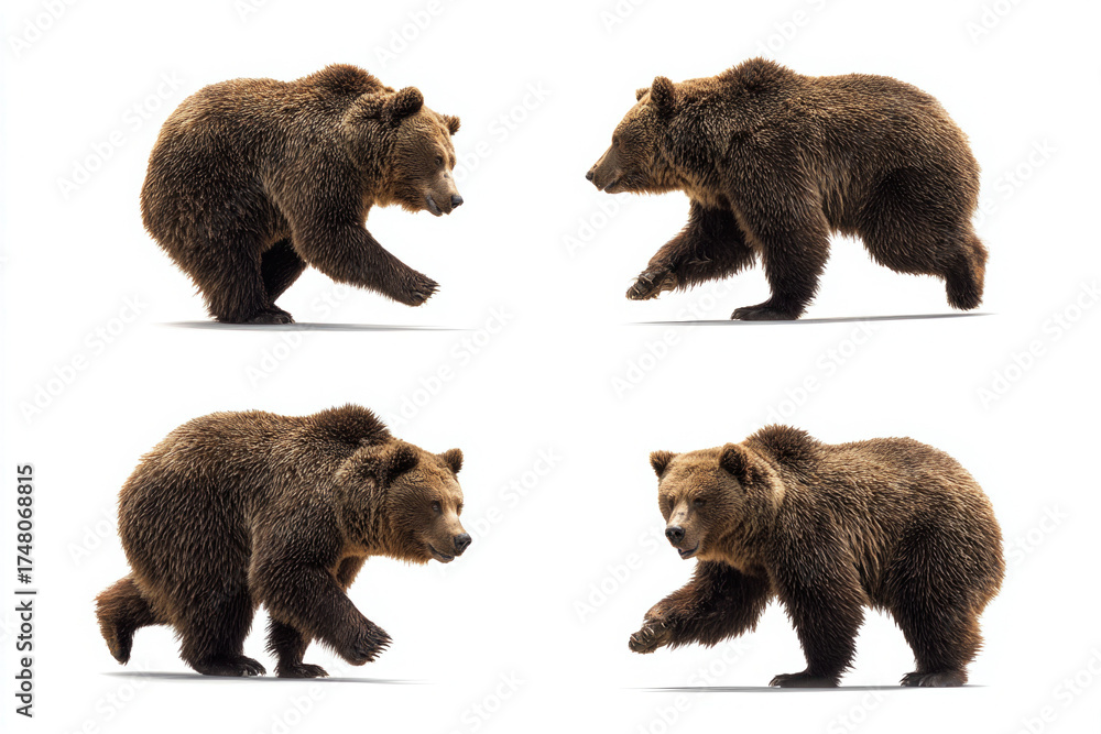 Fototapeta premium Bear with different isolated on white backhground