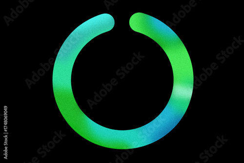 Ring with glowing grainy green and blue, teal and mint gradient with black background for headers, backdrops etc 