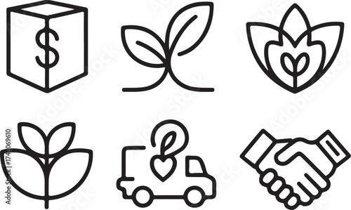 charity, donation, non-profit, icon, set, outline, sustainable, business, csr, social, responsibility, eco, green, ethical, support, community, care, help