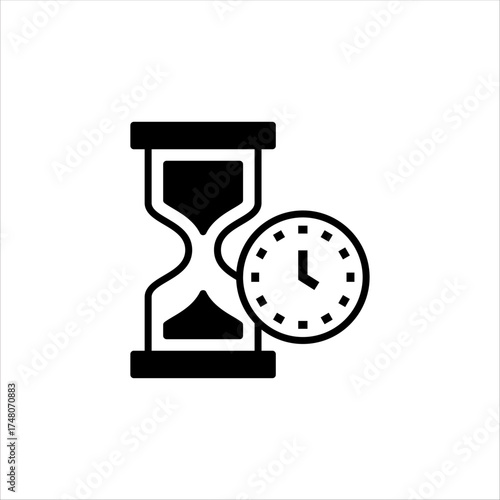 Classic Hourglass and Clock Time Measurement Glyph