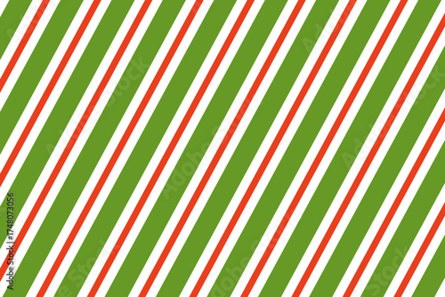 Christmas candy can seamless pattern. Red pink and green diagonal stripes background. Repeating decoration wallpaper. Winter holiday lines backdrop. Christmas peppermint present wrapping