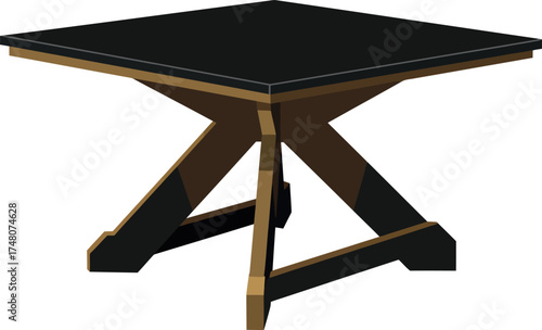 Modern Wooden Table with Black Top