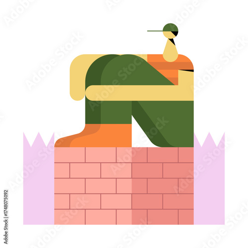 Man sitting on a brick wall