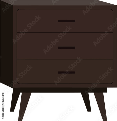 Modern Dark Brown 3-Drawer Nightstand