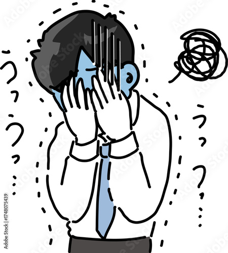 顔面蒼白人生を悲観して泣き悲しむ会社員のベクターイラスト