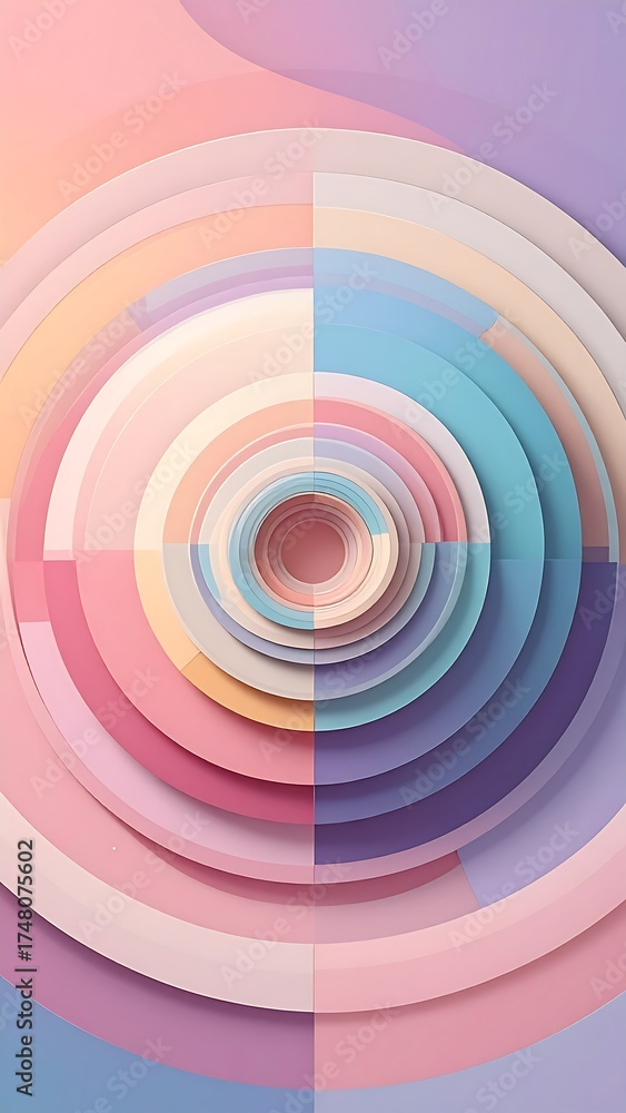 Obraz premium Abstract layered circles in pastel colors
