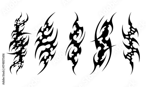 Black tribal tattoo designs collection set. Vector illustration