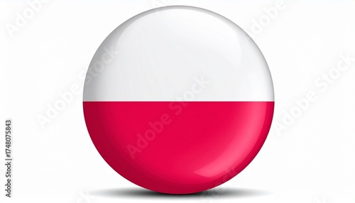 Free Download Circular icon of Polish flag, white over red bands, modern graphic style, symbolizing national identity, digital representation, and minimalist pride. - GFXLoad