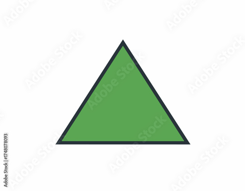 A green triangle with a black outline on a white background, showcasing a simple geometric shape.